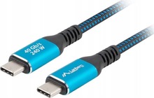 Kaabel USB-C Lanberg CA-CMCM-45CU-0020-BK 4.0, 2 m, 240W, 8K 60Hz, must-sinine