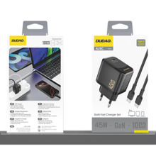 Laadija Dudao A28C, 45W, USB-C kaabliga, must