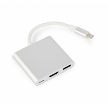 Adapter USB-C/HDMI/USB3/USB-C Gembird A-CM-HDMIF-02-SV, 0.07 m, hõbe