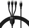Kaabel 3in1 Baseus Flash Series II CASS030201, USB-C + mikro USB + Lightning, 1,5 m, must