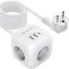 Toitepikendus kuubik Qoltec 6in1, 3x AC, 2x USB, 1x USB-C PD 20W, valge