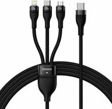 Kaabel 3in1 Baseus Flash Series II CASS030201, USB-C + mikro USB + Lightning, 1,5 m, must