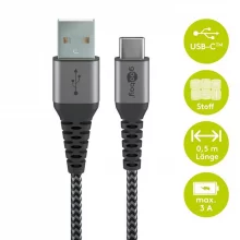 Kaabel USB-C - USB-A Goobay, 0,5 m, hall