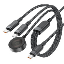 Kaabel USB-C Acefast C6-11 3in1, 2x USB-C 100W + Apple Watch Qi 5W, 1.2 m, must