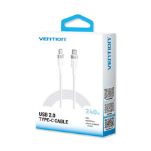 Kaabel USB-C Vention PD 3.1 2.0, 5A, 240W, 2 m, valge