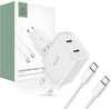 Seinalaadija Tech-Protect C20W PD 20W 2x USB-C koos USB-C kaabliga, valge