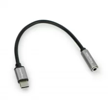 Adapter USB-C Kruger & Matz 3.5mm stereo mini AUX Basic, hõbe, 17.5 cm