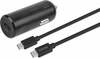 Autolaadija Deltaco USBC-CAR125, 20W, 1 m, must