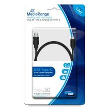 Kaabel USB-A/USB-C MediaRange MRCS160, 1,2 m, must