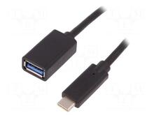 Kaabel USB 3.0/USB-C Qoltec, 0.25 m, must