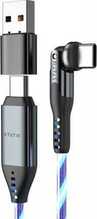 Kaabel USB-C Statik PowerPivot Pro, 1 m, must, LED-valgustusega