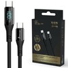 Kaabel USB-C Extralink Smart Life, 2 m, 100 W, must, LED ekraaniga