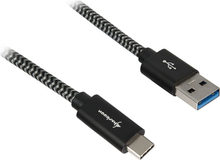 Kaabel USB-A/USB-C Sharkoon, 1 m, must/hall