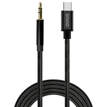 Kaabel USB-C Mini Jack Savio CL-187, 1 m, must