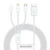 Kaabel 3in1 Baseus Superior Series CAMLTYS-02, 1,5 m, valge
