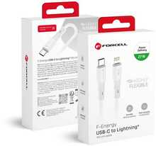Kaabel USB-C - Lightning Forcell F-Energy C346, PD 3A 27W, 1 m, valge