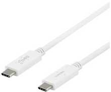 Kaabel USB-C Deltaco USBC-1407M, 1 m, 10Gbps, 5A, 100W, valge