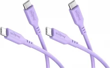 Komplekt 2 USB-C kaablit Goobay, 1,5 m, lilla