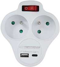 Elektrijaotur Esperanza ELK311W, 2 GN, USB-C/USB-A, valge