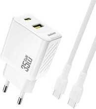 Laadija USB-A/USB-C Dudao A27MaxCEU PD QC 35W, valge