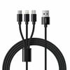 Kaabel USB-A Veger V303 3in1 (Lightning/Type-C/Micro USB), 1,2 m, must