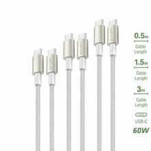 USB-C kaablite komplekt 4SMARTS PremiumCord, 60W, 0.5M+1.5M+3M, valge/hõbe