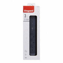 Pikendusjuhe Legrand, 3x2PZ + USB A/C, 1,5 m, must