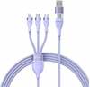 Kaabel 3in1 Baseus Flash Series II, USB-C + micro USB + Lightning, 1,2 m, lilla