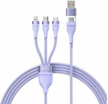 Kaabel 3in1 Baseus Flash Series II, USB-C + micro USB + Lightning, 1,2 m, lilla