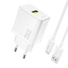 Laadija USB-A Dudao A27STEU 25W GaN koos USB-A - USB-C kaabliga, valge