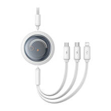 Kiirlaadimiskaabel 3in1 Baseus Free2Draw, USB-micro-USB+USB-C+Lightning, 1,1 m, valge