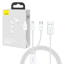 Kaabel USB-A/USB-C/Lightning/micro USB Baseus Superior Data, 1 m, valge