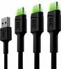 Kaablite komplekt USB-A/USB-C Green Cell KABGCSET03, 2 m, must