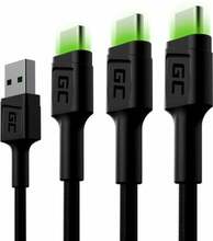 Kaablite komplekt USB-A/USB-C Green Cell KABGCSET03, 2 m, must