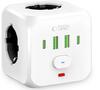 Pikendusjuhe Tech-Protect PCL3X4, 2x USB-A, 2x USB-C, 3x AC Schuko, valge
