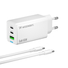 Laadija Wozinsky GaN 65W USB-A ja 2x USB-C portidega, valge