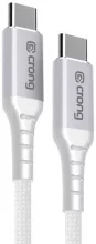 Kaabel USB-C Crong Armor Link, 2 m, 100 W PD, 5 A, valge