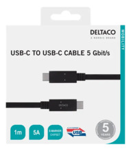 Kaabel USB-C Deltaco USBC-1501M, 1 m, must