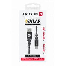Kaabel USB/USB-C Swissten Kevlar, 1,5 m, 60 W