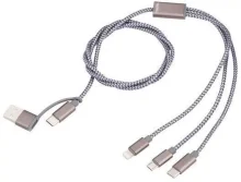 Kaabel USB-C Troika CBL30/GY, USB-C/Micro-USB/Lightning, 1 m, hall