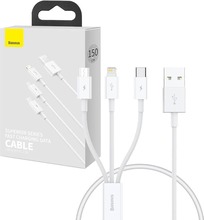 Kaabel USB-M+L+C Baseus Superior Data P10320105221-00, 0,5 m, valge