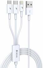Kaabel 3in1 Devia EC141, USB-C/Micro USB/Lightning, 1,2 m, valge