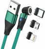 Kaabel USB-A Realpower MagneticCharge3 USB-C + microUSB + Lightning, 2 m, roheline