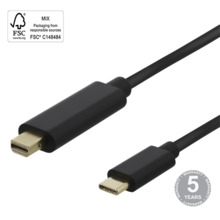 Kaabel USB-C/MiniDisplayPort Deltaco 00140017, 2 m, must