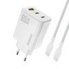 Adapter Dudao A29C, 65W, 2xUSB-C, 1xUSB-A, valge