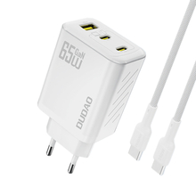 Adapter Dudao A29C, 65W, 2xUSB-C, 1xUSB-A, valge