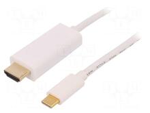 Kaabel USB-C/HDMI Qoltec 50415, 2 m, valge