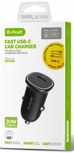 Autolaadija D-Fruit DF104, USB-C, 30 W, must