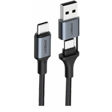 Kaabel 2-IN-1 USB/Type-C Orsen S8, 1,5 m, must