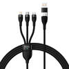 3in1 USB-kaabel Baseus Flash Series 2, USB-C + micro USB + Lightning, 1,2 m, must